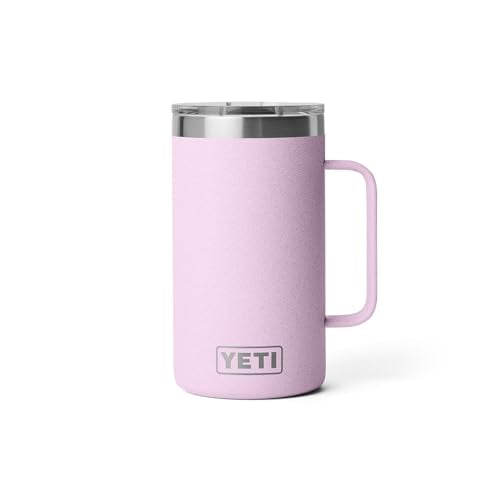 YETI Rambler 24 oz Mug, Vacuum Insulated, Stainless Steel with MagSlider Lid - color: Cherry Blossom - Textured