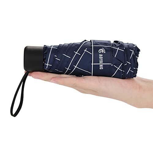 GAOYAING Compact Travel Umbrella with Case Sun&Rain Lightweight Small and Compact Suit for Pocket 34 Inches - color: Blue Grid Pattern, size: 34 Inches