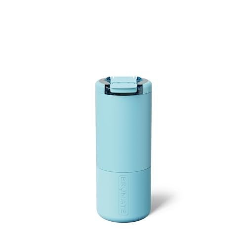 BrüMate Strova 18oz 100% Leakproof Insulated Coffee Mug | Ceramic-Lined Interior | Built-In Silicone Sleeve for Travel | Locking Flip Lid (Glacier) - color: Glacier