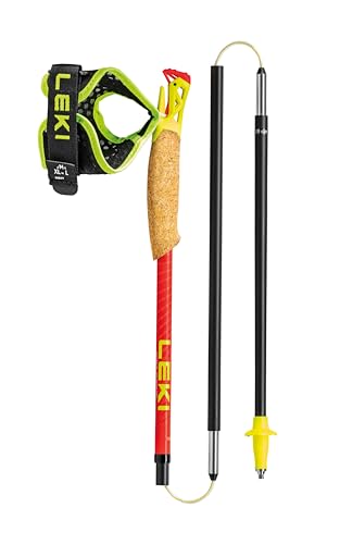 LEKI Ultratrail FX.One Superlite Trekking Poles | Carbon, Foldable, Ultralight Trail Running & Hiking Sticks - color: Red-Yellow-Carbon, size: 125 cm