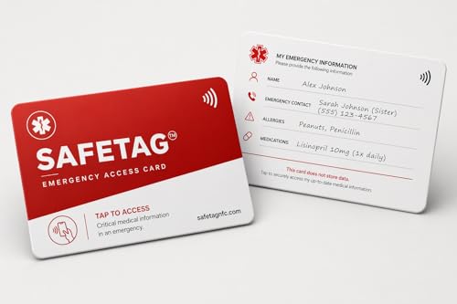 Vivélle Medical ID Card for Wallet, Emergency Info Access Card with Phone Notifications | Tap-To-View Medical Profile - First Responder Ready
