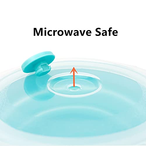 CCyanzi 3piece Round Collapsible Bowl with Lids, Silicone Food Storage Containers, Microwave & Freezer Safe, Space Saving for Kitchen Cabinet and Camping Backpack,(Blue) - color: blue