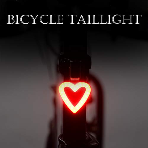 Maso Bike Taillights-USB Rechargeable Cycling Bicycle Tail Warning Light Rear Safety 5 Modes Waterproof Heart Shaped