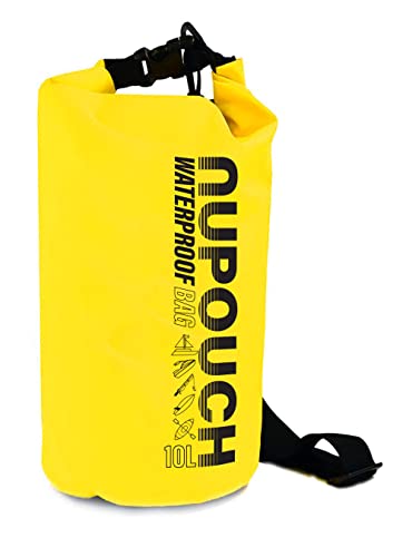 Nupouch Waterproof Dry Bag: 2L/5L/10L/20L Roll Top Lightweight Dry Storage Bag, Backpack for Travel, Swimming, Boating, Kayaking, Camping, or Beach - color: Yellow, style: 10 Liters