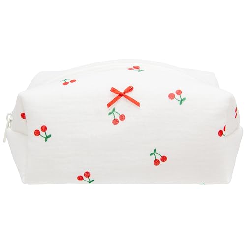 PAZIMIIK Cozy Makeup Bag for Women,Zipper Cosmetic Pouch,Gauze Cherry - color: Gauze Cherry
