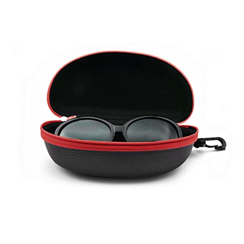 3pcs Zipper Hard Shell Sunglasses Case and Eyeglasses Case Portable Travel Glasses Case with Plastic Hook - color: Red