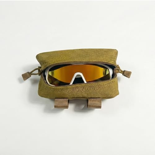 Skarabrae Glasses Case Hard Shell MOLLE Eyeglass Pouch with Solid Plate Outdoor Sunglasses Pouch for Hiking, Travel - color: Sand