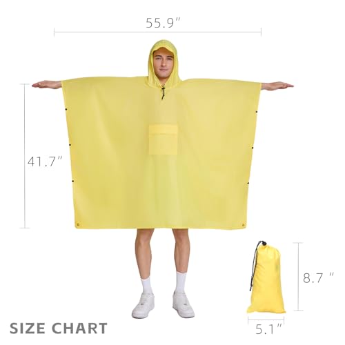 Multi functional cape hooded raincoat suitable for outdoor camping and hiking, suitable for both men and women - color: Yellow