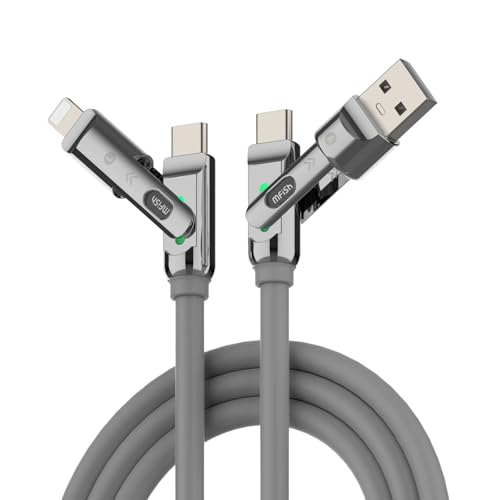 MFish USB C to USB C Cable, 240W 4 in 1 Charging Cable, Grey, 6.6FT | Carrying Case, USB-A & USB-C to USB-C/Lightning, For iPhone 17/16/15/14, MacBook, iPad, Laptop, Samsung S25/S24 - color: Grey, size: 6.6FT(Upgraded)