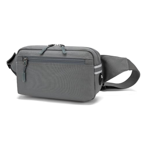 Mini Hiking Waist Bag, 3-Pocket 1.7L RFID Blocking Fanny Pack for Men Women - color: Grey