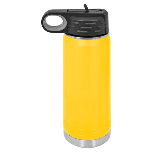 Polar Camel 20 oz Stainless Steel Water Bottle with Flip Top Lid and Straw (Yellow) - color: Yellow