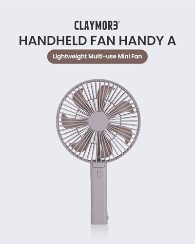 Claymore Handy A (Gray) Portable Handheld Fan – BLDC Motor Foldable, 4,900mAh Rechargeable, USB-C Charging, 3 Speed Settings Function Personal Fan for Travel, Outdoor & Indoor Use. - style: Handy A (Gray)