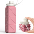BEAUTAIL Collapsible Water Bottles 21oz/610mL, Silicone Travel Water Bottle - color: Pink