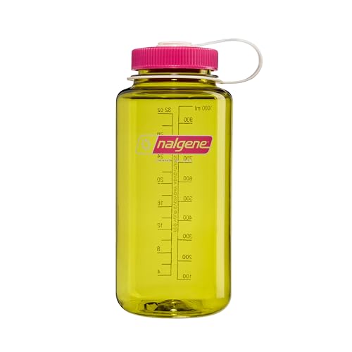 Nalgene 32 oz Wide Mouth Water Bottle, Thrill & Motion, Endive w/Fuschia Purple | BPA Free Material - color: Endive w/ Fuchsia Purple, size: 32 Ounces