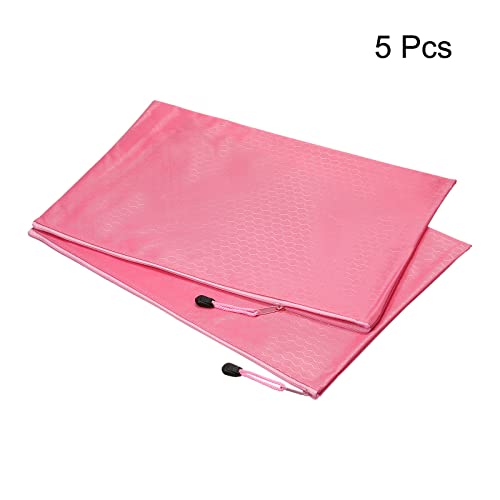 PATIKIL Waterproof Zipper File Bags 5 Pack B4 Document Storage Folders Bills Pencil Pouch for Office Travel, Pink - color: Pink