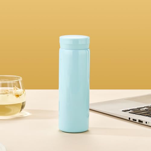 10oz Mini Water Bottle Stainless Steel Thermos Small Flask - Insulated Vacuum, Leak Proof, Keeps Drinks Hot/Cold - Ideal for Coffee, Tea, Water - Light Blue - color: Light Blue, size: 9.5 Ounces