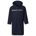 Mens Long Hooded Safety Rain Jacket Waterproof Emergency Raincoat Poncho - color: Navy, size: XX-Large