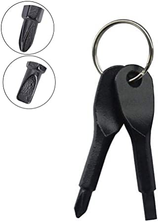 Mini Pocket Repair Hand Tool Portable Screwdriver Set Keychain Outdoor Tool Kit Stainless Steel Keyring 1pc (Black) - color: Black