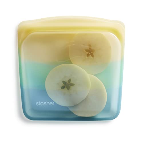 Stasher Premium Reusable Silicone Sandwich Bag, Yellow Sea, 28 oz - color: Yellow Sea