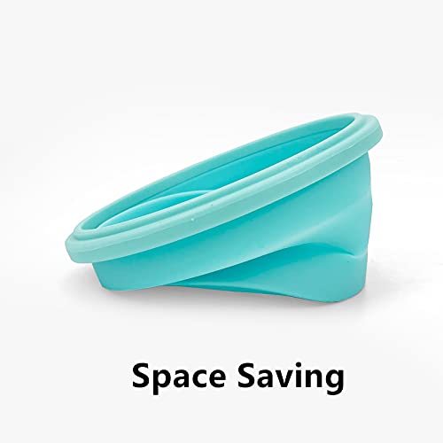 CCyanzi 3piece Round Collapsible Bowl with Lids, Silicone Food Storage Containers, Microwave & Freezer Safe, Space Saving for Kitchen Cabinet and Camping Backpack,(Blue) - color: blue