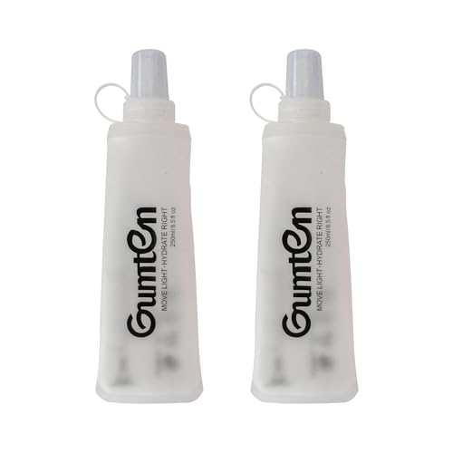 2 Pack Soft Flask 250ml TPU BPA-Free Soft Water Bottle Leak-Proof Collapsible for Hydration Pack Running Vest Marathon Hiking Cycling (Transparent) - color: 2pcs, 250ml Transparent