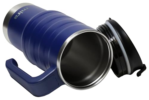MIRA 24 oz Insulated Travel Mug - Stainless Steel Coffee Cup with Spill-Proof Flip Lid & Handle - Hot/Cold Car Tumbler - Marine - color: Marine