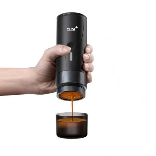 CERA+ PCM04A Portable Espresso Maker with 51mm Professional Basket | Self-Heating Electric Espresso Machine for Ground Coffee, 20 Bar Extraction for Camping, Hiking & Office (Not for NS Pods)