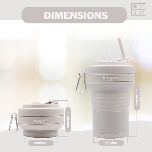 HANARA Collapsible Cup with Reusable Straw – 18 Oz (550 Ml), Portable Travel Mug, BPA-Free, Leak-Proof, Microwave & Dishwasher Safe, Multi-Purpose for Hot & Cold Drinks – Gray - color: Gray