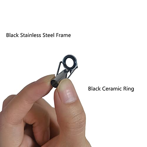 8pcs Fishing Rod Tip Repair Kit Rod Top Tips Replacement Fishing Rod Tips Stainless Steel Ceramic Ring Guide Tips - color: Black Large Fishing Rod Tips