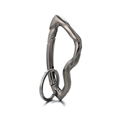Cute Y2K Carabiner Keychain Clips Irregular Cool Multi-Use Large Heavy Duty Carabiner Hook Key Ring Outdoor Accessories Buckle - color: Black Tone