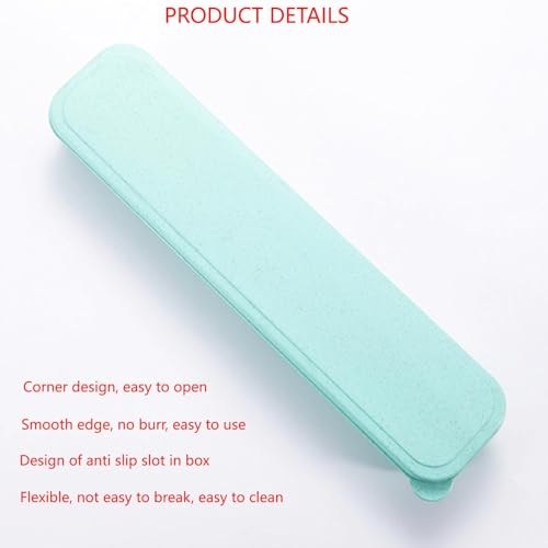 1Pcs Simple Utensil Holder with Lid, Reusable Utensils Wheat Straw Travel Cutlery Box，Portable Flatware Box Travel Tableware Storage Case, Simple Tableware Storage Box Case for Cutlery Kit (Green) - color: Green