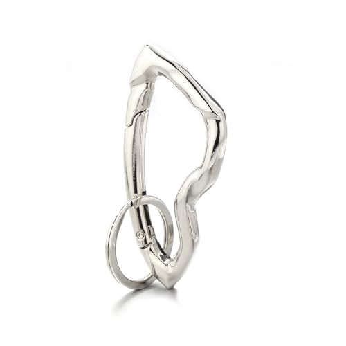 Cute Y2K Carabiner Keychain Clips Irregular Cool Multi-Use Large Heavy Duty Carabiner Hook Key Ring Outdoor Accessories Buckle - color: Silver Tone