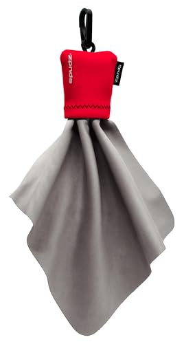 SPUDZ Classic Microfiber Lens Cleaner – Clip-On Pouch, Washable – for Binoculars, Scopes, Glasses, Screens | Classic | Red, 6 x 6 Inch - color: Red, size: 6 x 6 Inch
