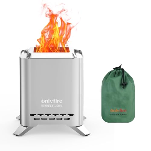 2-in-1 Wood Burning Fire Pit with Pot Rack, 7.8" Tabletop Fireplace, Silver | Portable Stainless Steel Camp Stove with Carry Bag for Camping, Patio, Backyard, RV & Tailgating, Smokeless Firepit, FP051 - color: Silver, size: 7.8"