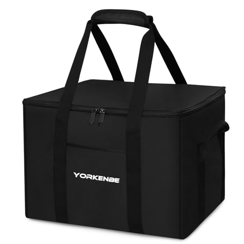 35L Camping Organizer, 1680D Heavy Duty Waterproof Camping Storage for Cooking Utensils and Cookware, with Hard Bottom and Zippered Lid for RV, Hiking