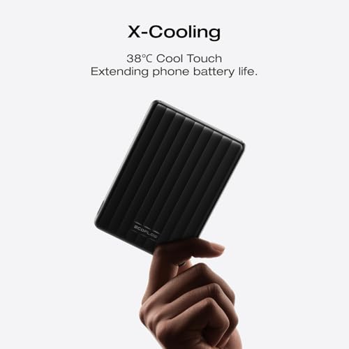 EF ECOFLOW Rapid Magnetic Portable Charger, Ultra-Slim 5,000mAh Wireless Charging Power Bank, Magsafe-Compatible Battery Pack for iPhone 16/15/14/13/12 Series - color: Black