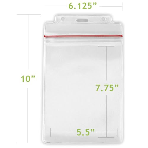 Clear Vinyl Waterproof Pouches, 7.75x5.5 Inch, Heavy-Duty 20 mil Protective Cases with Zip Seal, Touchscreen Compatible Document Holders for Hospitals, Construction Sites, Permits & Valuables, 5 Pack
