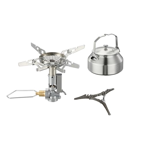 CAMPINGMOON Canister Top Stove Kettle Kit w/igniter w/Gas Fuel Can Stabilizer XD-2F/Z41/SW-1