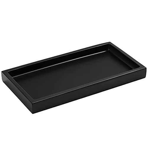 Luxspire Resin Bathroom Tray for Countertop Organizer, Mini, Marble Black | 8 x 4 inch, non-slip waterproof resin, easy wipe clean, fits bath kitchen vanity, holds jewelry toiletries soap - color: Black, size: Mini