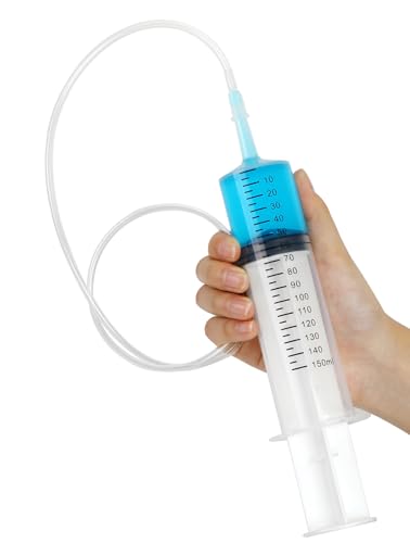 3 Pack 150ml Syringes with 55.1-Inch Tubes, Large Plastic Syringe for Scientific Labs Experiments, Nutrient Measuring, Watering, Refilling - style: 150 ml