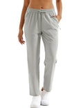 MAGCOMSEN Women's Hiking Pants Lightweight Quick Dry UPF 50 Water Resistant Elastic Waist Golf Travel Pants Zip Pockets - color: Light Grey, size: Small