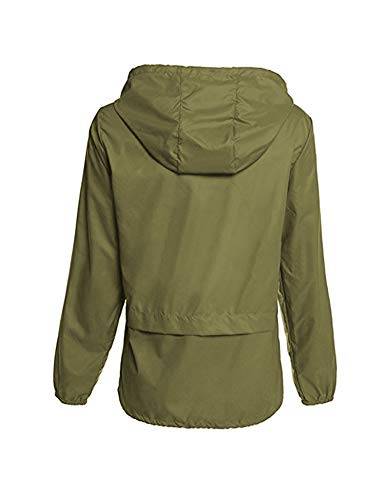 Avoogue Raincoat Women Lightweight Waterproof Rain Jackets Packable Outdoor Hooded Windbreaker - color: Army Green, size: XX-Large