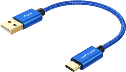 Short USB C to USB A 6inch,USB A to Type C Cord for iPhone/Laptop/Carplay | Anti Tear Braided, 0.5ft~10ft, 3A Fast Charging, 480Mbps, 56Kohm Pull-up Resistor,for Powerbank Cellphone Android Auto - color: Blue, size: 0.5FT