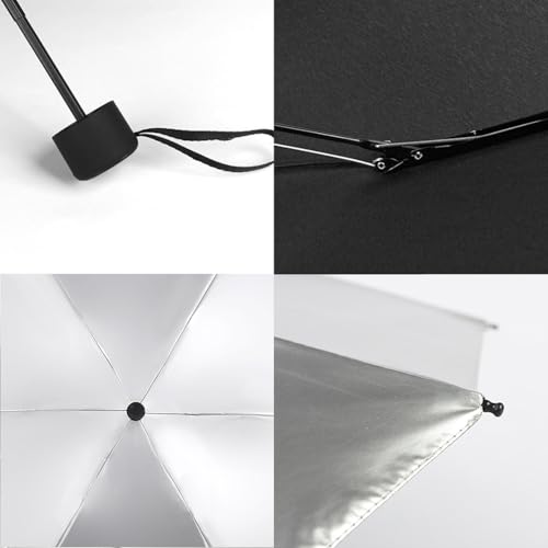 GAOYAING Compact Travel Umbrella with Case Sun&Rain Lightweight Small and Compact Suit for Pocket 34 Inches - color: Sliver, size: 34 Inches