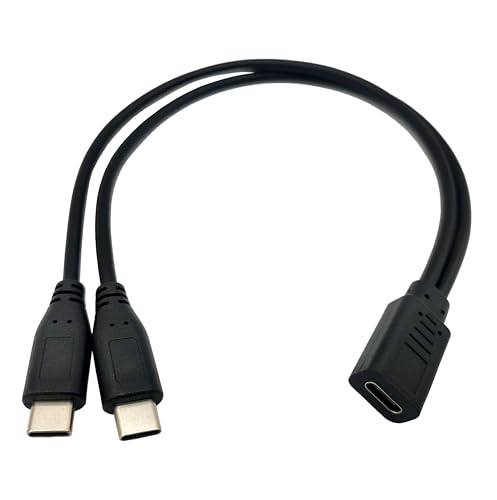 USB C Splitter Charge Cable,1 Feet USB Type C 1 Female to 2 Dual Male Y Splitter Extension Charging Cable(Only for Charging,Can't Transmit Data) - color: Type C female to 2*Type C male