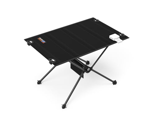 ECOeshiner Solar Folding Table 28W, Camping Table - Solar Charging, Mesh Bag, Two USB Ports, Heat + Water + Splash Resistant, Solar Powered, Beach Table, Picnic Table, Outdoor Table - style: 28W-Black