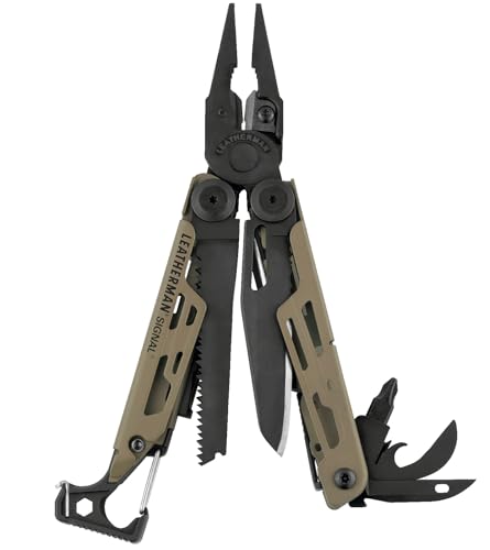 LEATHERMAN Signal 19-in-1 Multi-Tool, Coyote Tan | Ferrocerium Fire Starter, Emergency Whistle & Diamond-Coated Sharpener for Camping, Hiking & Survival, Made in USA - color: Coyote Tan