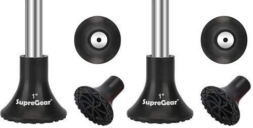supregear Rubber Cane Tip 1 Inch, 1" Walking Cane Feet Base Extreme Grip Non-Slip Heavy Duty All Terrain Pad, 25 mm/2-Pack/XL Size, Black - size: 1 Inch (Pack of 2)