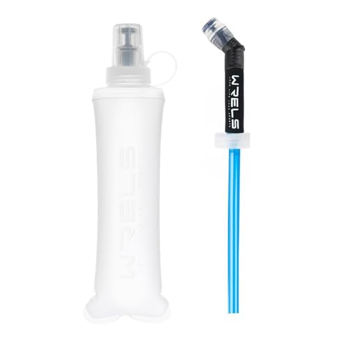 WRELS Soft Flasks Running Water Flask Folding Soft Water Bottles Small for Outdoor Sports Hiking Hydration Pack 5oz/8oz/17oz(WHITE,8oz+Straw) - color: White, style: 250ml/8oz with straw