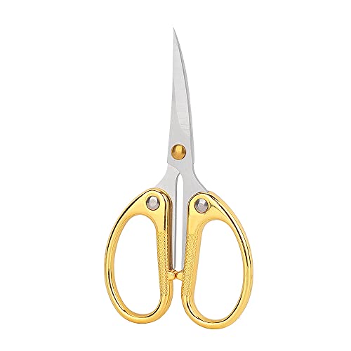 4.5" Cute Embroidery Scissors with Curved Tip for Sewing, Small Stainless Steel Sharp Scissors Craft Shear for DIY Craft Art Work Sewing Handicrafts Needlework Tool and Daily Use Gold - color: Gold